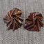 Copper earrings, scrunched like silk fabric, natural copper patina.  Copper studs.