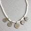 Vintage Arabic Coin Drops in Sterling Silver on a Freshwater Round Pearl Necklace, Layering Necklace, Boho Necklace