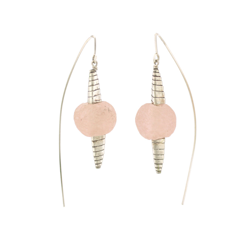 Cherry Blossom Lantern Earrings, Pale Pink and Silver Earrings, Kinetic Earrings, Oriental Style Earrings