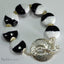 Elegant Black and White Lampwork Statement Bracelet, Handmade Sterling Silver Caps and Clasp, Unique B&W Bracelet,