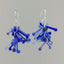 Shades of Blue Kinetic Earrings of Lampwork Glass Jack with sterling silver ear wires.