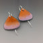 Orange and Pink Enamel Earrings; Sterling Silver and Enamel Earrings; Orange & Pink Earrings