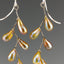 Golden Raindrop Lampwork Silver Earrings, Golden Glass Kinetic Earrings, Golden Drop Earrings