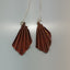Pleated Copper Earrings on Sterling Ear Chains, Fold Form Copper Earrings,  Threader Earrings, Copper Earrings