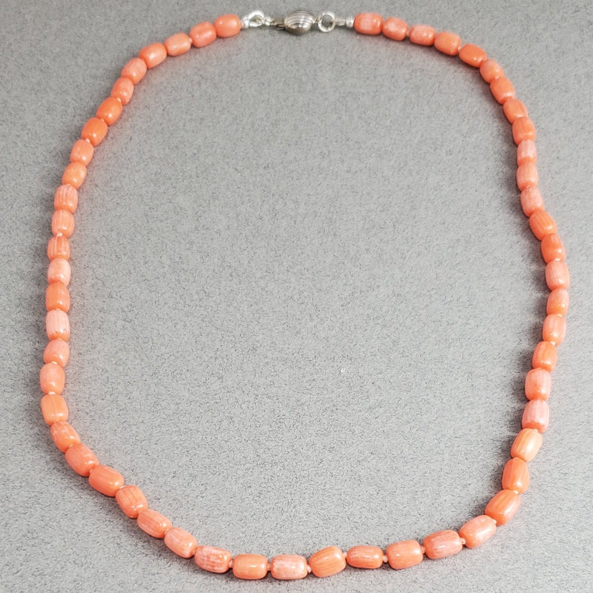 190715-09 Navajo Coral Necklace with sterling ends