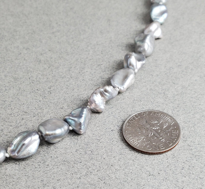 Grey Freshwater Pearl Necklace, Baroque Freshwater Pearls, Casual Pearl Necklace, Statement Pearl Necklace