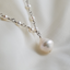 Handmade Chain Of Pearls Necklace, Rosary Chain with Drop Pearl Focal,  Sterling Silver and Pearl Necklace