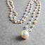 Handmade Chain Of Pearls Necklace, Rosary Chain with Drop Pearl Focal,  Sterling Silver and Pearl Necklace