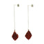 Pleated Copper Earrings on Sterling Ear Chains, Fold Form Copper Earrings,  Threader Earrings, Copper Earrings