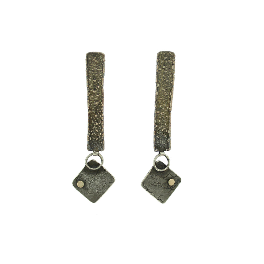Schibuichi silver with gold dot earrings