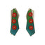 Tropical red bead with a blue and green crayon base, statement earrings