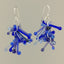 Shades of Blue Kinetic Earrings of Lampwork Glass Jack with sterling silver ear wires.