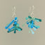 Shades of Turquoise Kinetic Earrings of Lampwork Glass Jack with sterling silver ear wires.