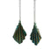 Copper Green Ruffle on Silver Ear Chains.  Light Weight, Casual, Hobo Earrings