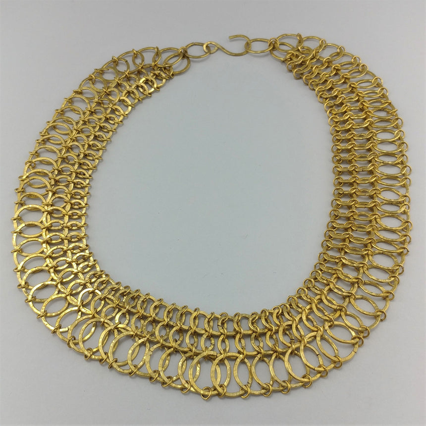 Egyptian Style Neck Collar; Brass Chainmaille Necklace, Statement Necklace