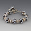 Brown with White Dots and Pearls Bracelet, Brown Lampwork Beads, Freshwater Pearls, Sterling Silver Caps and Clasp, Elegant and Classic
