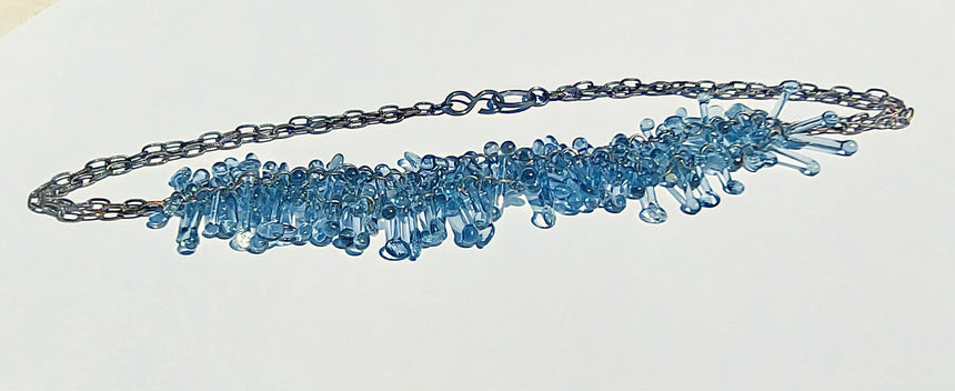 Recycled Blue Bottle,  Blue Necklace, Statement Necklace, Blue Bottle