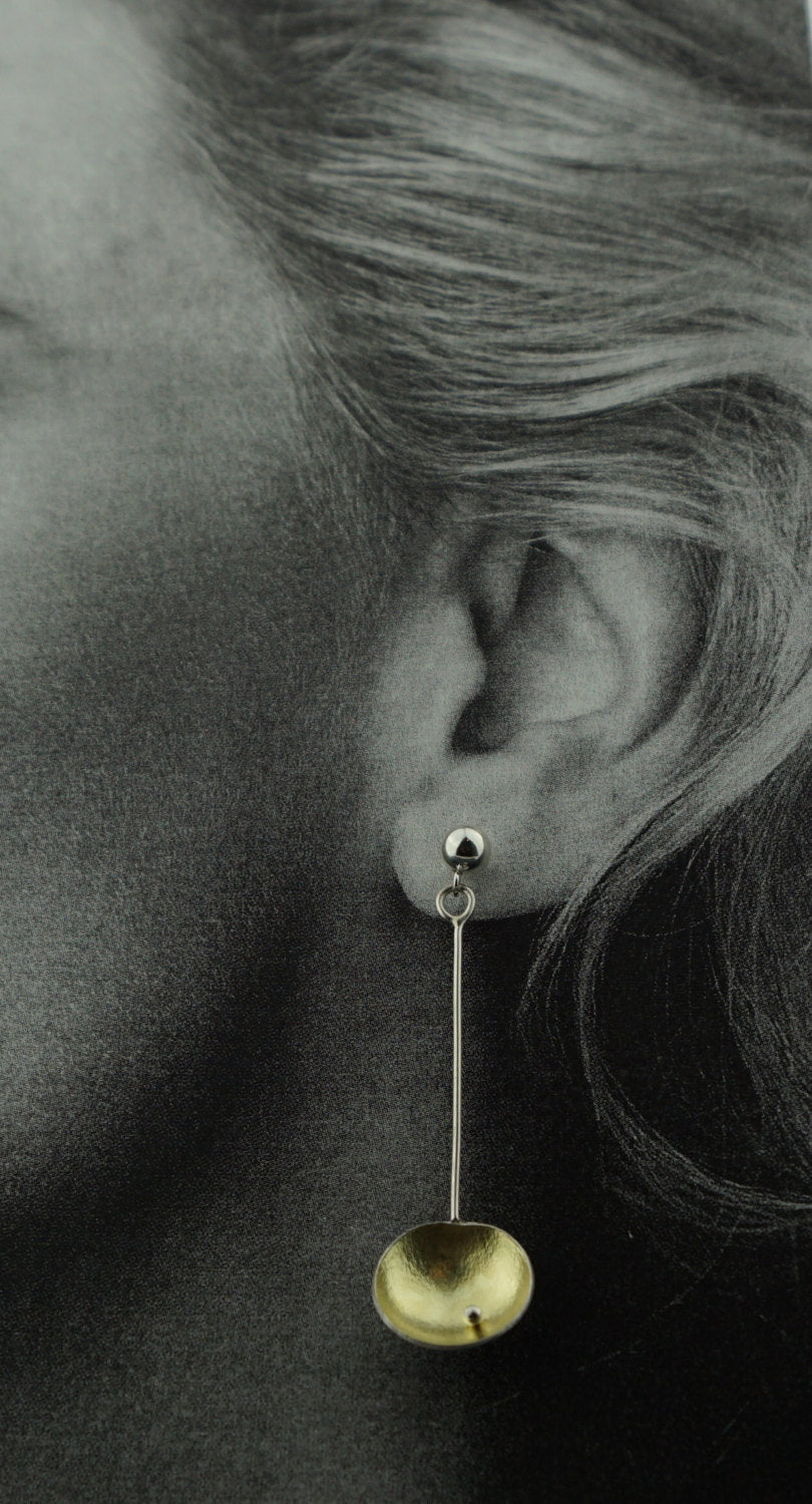 18K Gold and Sterling Silver Bi-metal earrings; Handmade earrings